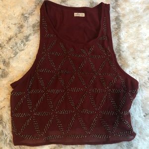 Sparkly beaded high neck dress crop tank